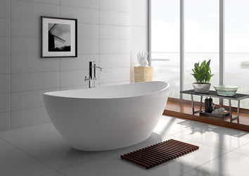 Legion Furniture 63" White Matt Solid Surface Tub - No Faucet - Luxe Bathroom Vanities