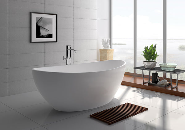 Legion Furniture 63" White Matt Solid Surface Tub - No Faucet - Luxe Bathroom Vanities