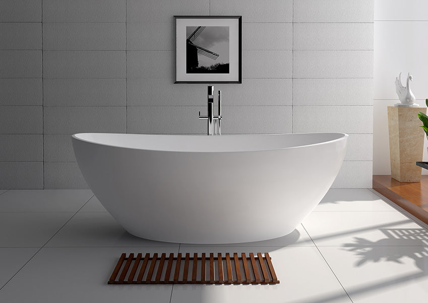 Legion Furniture 63" White Matt Solid Surface Tub - No Faucet - Luxe Bathroom Vanities
