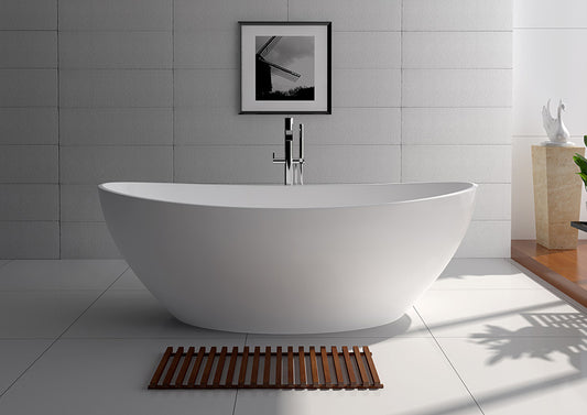 Legion Furniture 63" White Matt Solid Surface Tub - No Faucet - Luxe Bathroom Vanities