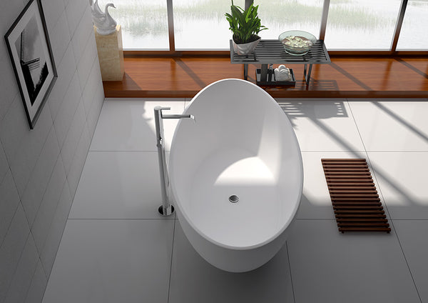 Legion Furniture 63" White Matt Solid Surface Tub - No Faucet - Luxe Bathroom Vanities