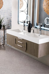 James Martin Mercer Island 59" Double Vanity with Glossy Composite Top - Luxe Bathroom Vanities