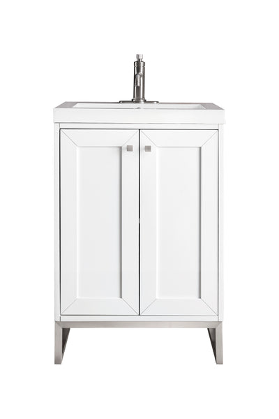 James Martin Chianti 24" Single Vanity Cabinet with White Glossy Composite Countertop - Luxe Bathroom Vanities