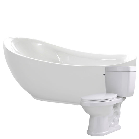 Talyah 71 in. Acrylic Soaking Bathtub with Kame 2-piece 1.28 GPF Single Flush Toilet - Luxe Bathroom Vanities Luxury Bathroom Fixtures Bathroom Furniture