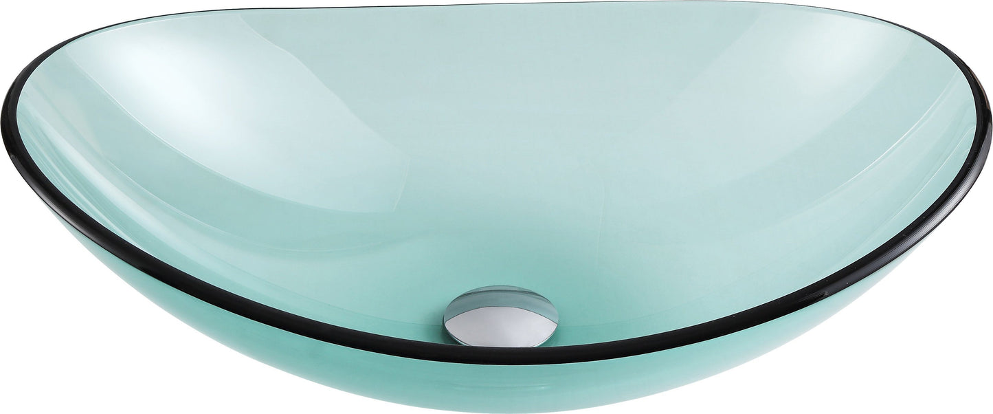Major Series Deco-Glass Vessel Sink in Lustrous Green with Fann Faucet in Brushed Nickel - Luxe Bathroom Vanities