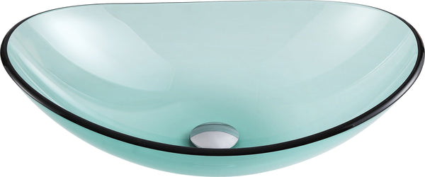 Major Series Deco-Glass Vessel Sink in Lustrous Green with Fann Faucet in Chrome - Luxe Bathroom Vanities