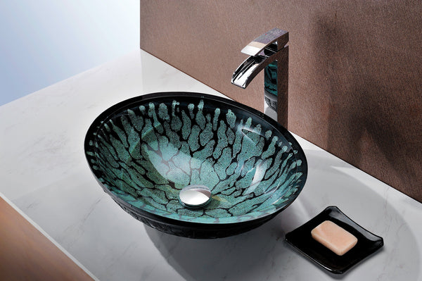 Bravo Series Deco-Glass Vessel Sink in Lustrous Black - Luxe Bathroom Vanities