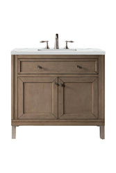 James Martin Chicago 36" Whitewashed Walnut Single Vanity with 3 CM Countertop - Luxe Bathroom Vanities