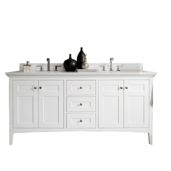 James Martin Palisades 72" Bright White Double Vanity with 3 CM Countertop - Luxe Bathroom Vanities