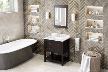 Hardware Resources Jeffrey Alexander 30" Astoria Vanity, undermount rectangle bowl - Luxe Bathroom Vanities
