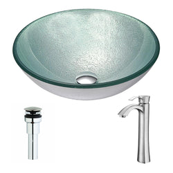 Spirito Series Deco-Glass Vessel Sink in Churning Silver with Harmony Faucet - Luxe Bathroom Vanities