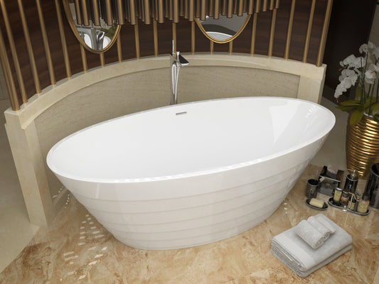 Nimbus 5.6 ft. Acrylic Center Drain Freestanding Bathtub in Glossy White - Luxe Bathroom Vanities Luxury Bathroom Fixtures Bathroom Furniture