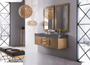 James Martin Mercer Island 59" Double Vanity with Glossy Composite Top - Luxe Bathroom Vanities