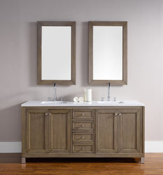 James Martin Chicago 72" Whitewashed Walnut Double Vanity with 3 CM Countertop - Luxe Bathroom Vanities