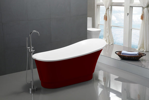 Prima 67 in. Acrylic Flatbottom Non-Whirlpool Bathtub in Red - Luxe Bathroom Vanities Luxury Bathroom Fixtures Bathroom Furniture
