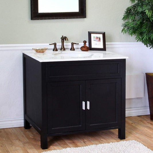 36" In Single Sink Vanity Wood Ebony - Luxe Bathroom Vanities
