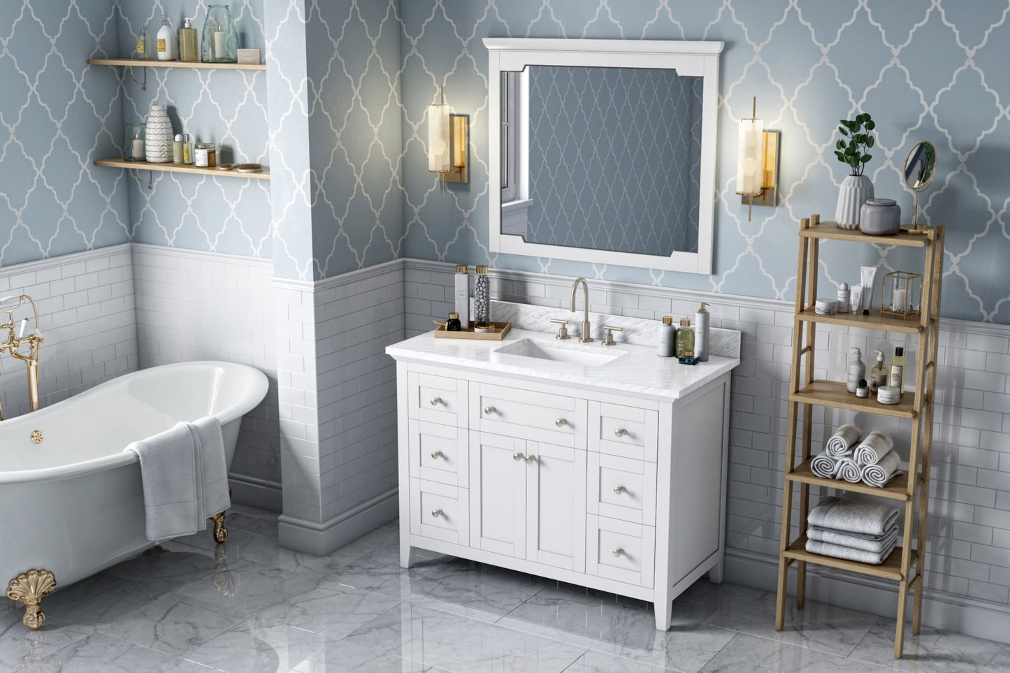 Hardware Resources Jeffrey Alexander 48" Chatham Vanity, undermount rectangle bowl - Luxe Bathroom Vanities