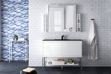 James Martin Milan 47.3" Single Vanity Cabinet with Countertop and Metal Base - Luxe Bathroom Vanities