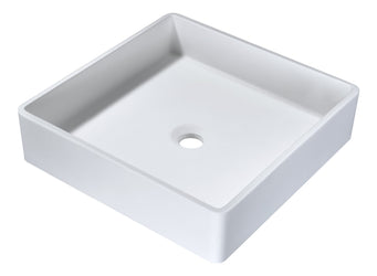 Passage 1-Piece Man Made Stone Vessel Sink with Pop Up Drain in Matte White - Luxe Bathroom Vanities