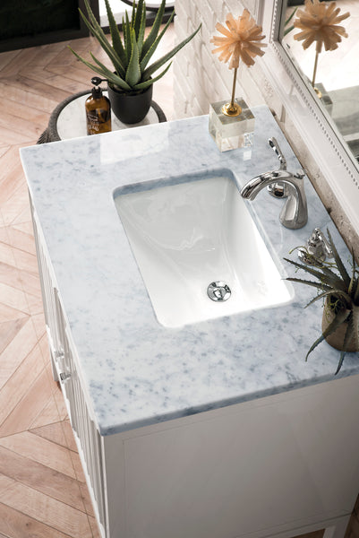 James Martin Athens 30" Single Vanity Cabinet with 3 CM Countertop - Luxe Bathroom Vanities