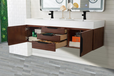 James Martin Mercer Island 59" Double Vanity with Glossy Composite Top - Luxe Bathroom Vanities