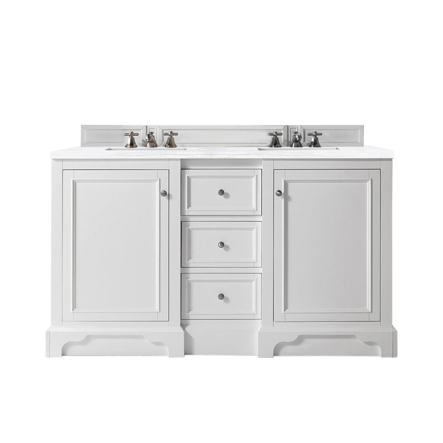 James Martin De Soto 60" Bright White Double Vanity with 3 CM Countertop - Luxe Bathroom Vanities