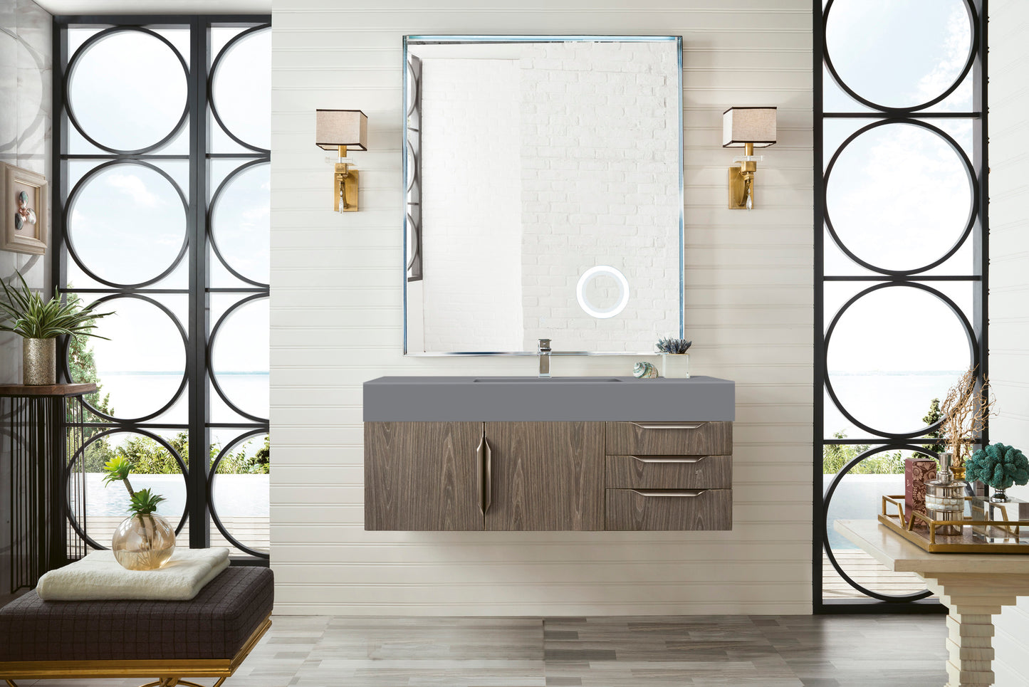 James Martin Mercer Island 48" Single Vanity with Glossy Composite Top - Luxe Bathroom Vanities