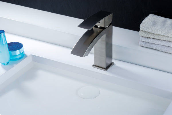Revere Series Single Hole Single-Handle Low-Arc Bathroom Faucet in Brushed Nickel - Luxe Bathroom Vanities