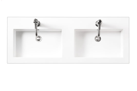 James Martin Composite Countertop 63" W x 18" D Sink (Double Basins) - Luxe Bathroom Vanities