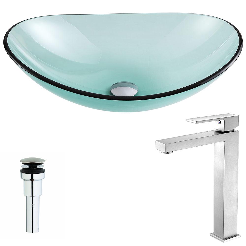 Major Series Deco-Glass Vessel Sink in Lustrous Green with Enti Faucet - Luxe Bathroom Vanities