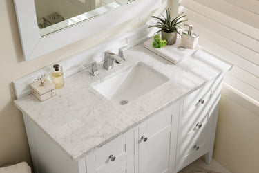 James Martin Palisades 48" Bright White Single Vanity with 3 CM Countertop - Luxe Bathroom Vanities