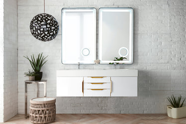 James Martin Mercer Island 59" Double Vanity with Glossy Composite Top - Luxe Bathroom Vanities