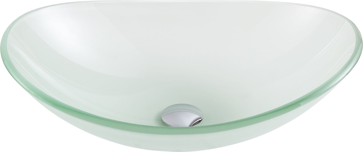 Forza Series Deco-Glass Vessel Sink in Lustrous Frosted with Harmony Faucet - Luxe Bathroom Vanities