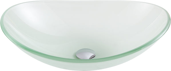 Forza Series Deco-Glass Vessel Sink in Lustrous Frosted with Fann Faucet in Brushed Nickel - Luxe Bathroom Vanities