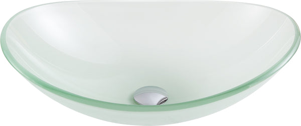 Forza Series Deco-Glass Vessel Sink in Lustrous Frosted with Enti Faucet - Luxe Bathroom Vanities