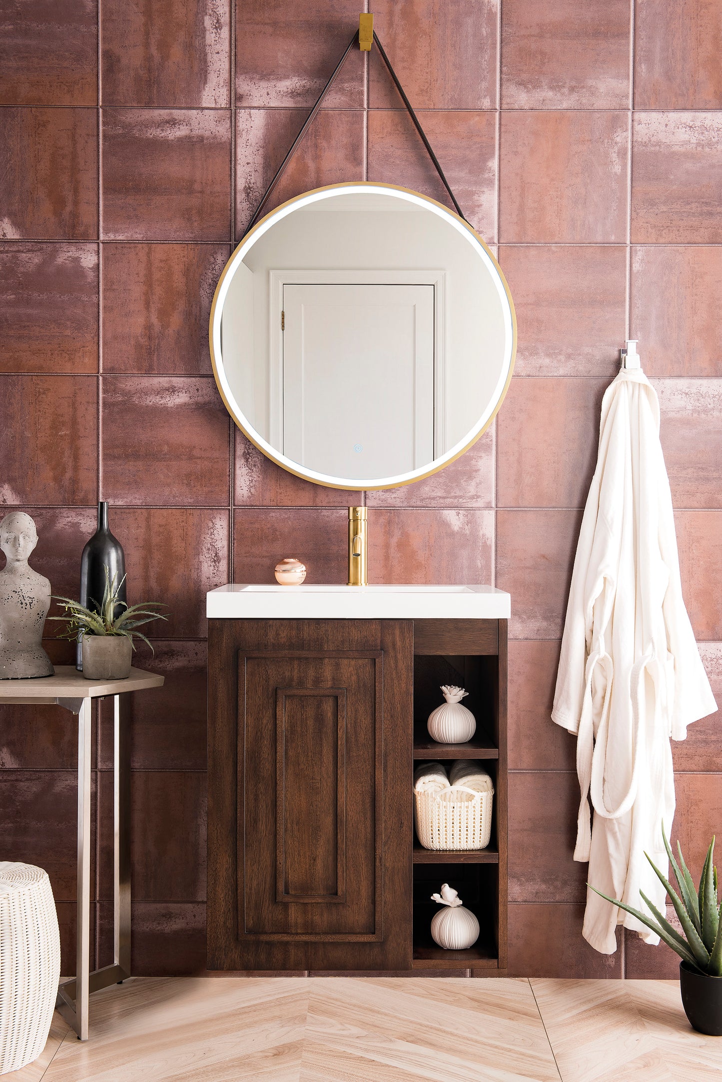 James Martin Alicante 24" Single Vanity Cabinet with White Glossy Composite Countertop - Luxe Bathroom Vanities