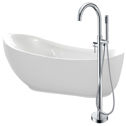 Talyah 71 in. Acrylic Flatbottom Non-Whirlpool Bathtub in White with Kros Faucet in Polished Chrome - Luxe Bathroom Vanities Luxury Bathroom Fixtures Bathroom Furniture