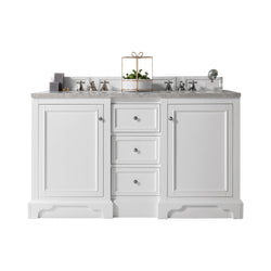 James Martin De Soto 60" Bright White Double Vanity with 3 CM Countertop - Luxe Bathroom Vanities