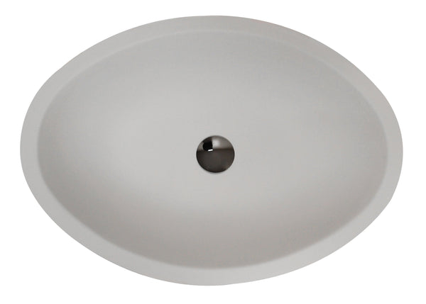 Maine 1-Piece Man Made Stone Vessel Sink with Pop Up Drain in Matte White - Luxe Bathroom Vanities