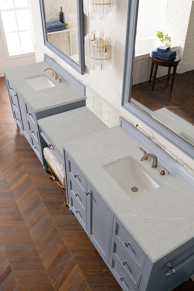 James Martin Copper Cove Encore 122" Double Vanity Set with Makeup Table and 3 CM Countertop - Luxe Bathroom Vanities