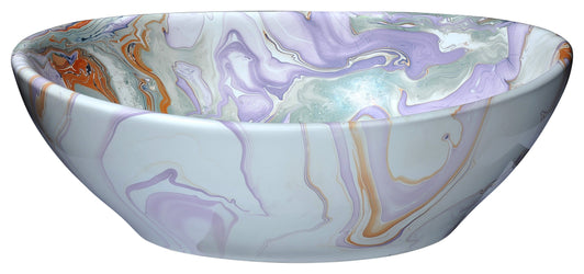 Sona Series Ceramic Vessel Sink in Marbled Adobe - Luxe Bathroom Vanities