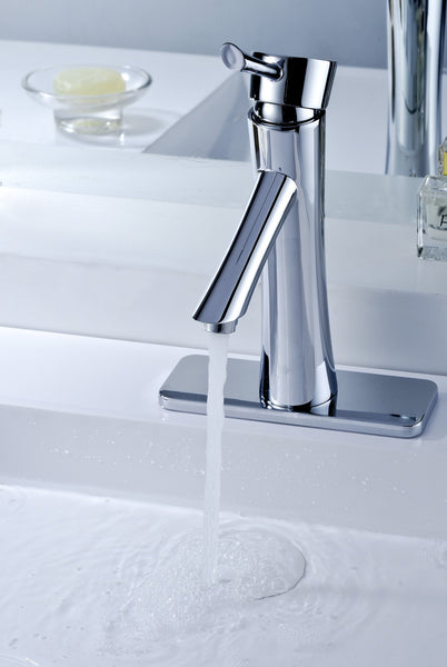 Saga Series Single Hole Single-Handle Low-Arc Bathroom Faucet in Polished Chrome - Luxe Bathroom Vanities