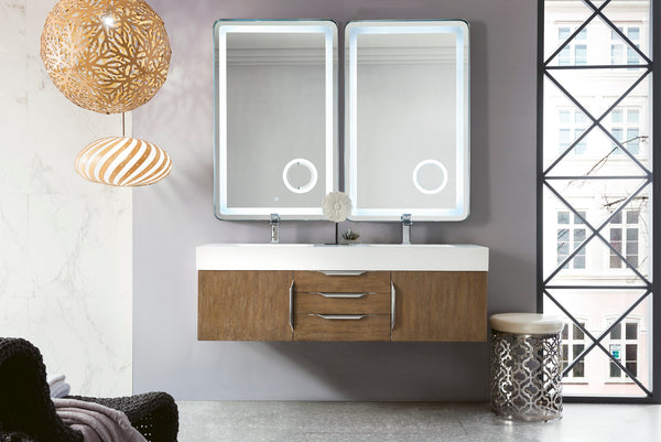 James Martin Mercer Island 59" Double Vanity with Glossy Composite Top - Luxe Bathroom Vanities