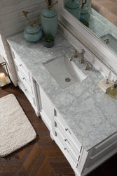 James Martin De Soto 60" Bright White Single Vanity with 3 CM Countertop - Luxe Bathroom Vanities