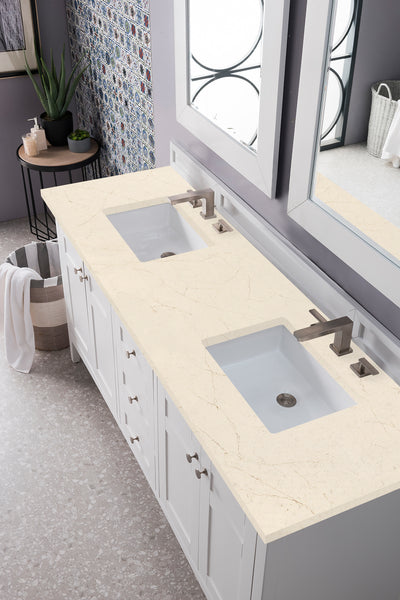 James Martin Palisades 72" Bright White Double Vanity with 3 CM Countertop - Luxe Bathroom Vanities