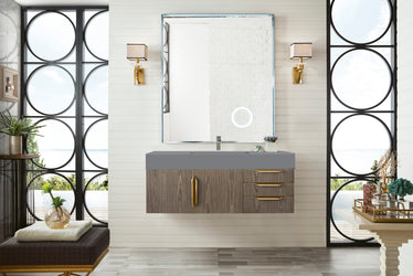 James Martin Mercer Island 48" Single Vanity with Glossy Composite Top - Luxe Bathroom Vanities