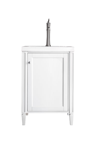 James Martin Britannia 24" Single Vanity Cabinet with White Glossy Composite Countertop - Luxe Bathroom Vanities