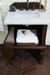 James Martin Balmoral 26" Single Vanity Antique Walnut Cabinet with 3 CM Countertop - Luxe Bathroom Vanities