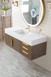 James Martin Mercer Island 48" Single Vanity with Glossy Composite Top - Luxe Bathroom Vanities