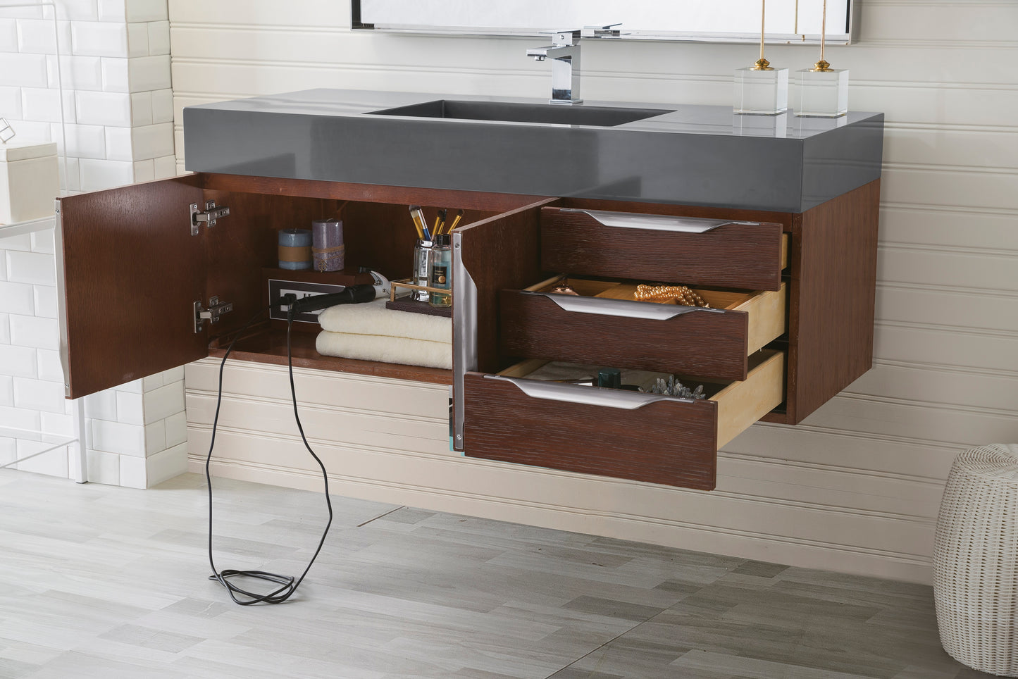 James Martin Mercer Island 48" Single Vanity with Glossy Composite Top - Luxe Bathroom Vanities